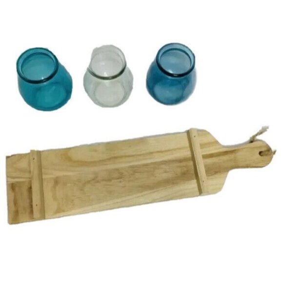 Rustic Nautical Votive Candle Holder Wooden Tray Coastal Style Home Décor Vase J - Picture 5 of 10